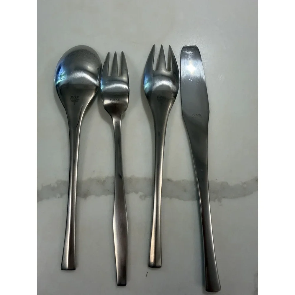 Dansk Lot Of 4 Piece Vintage Odin Silverware Salad Fork Knife Spoon Spreader
